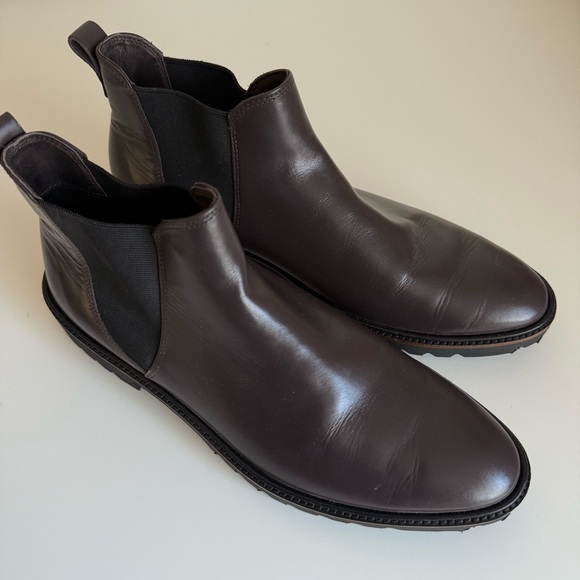 ECCO Men’s Leather Chelsea Boots Plum Chocolate Brown Lug Sole Size 41 - Picture 2 of 5